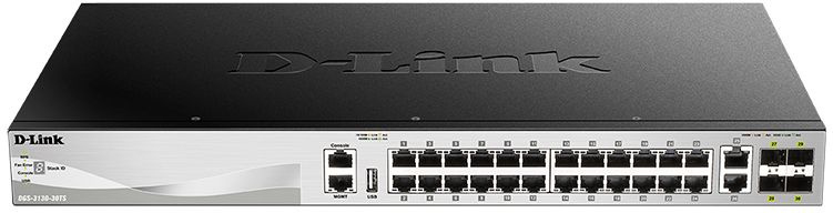 Коммутатор D-Link DGS-3130-30TS/B1A (L3) 24x1Гбит/с 2x10Гбит/с 4xКомбо(10GBase-T/SFP+) 4SFP+ управляемый
