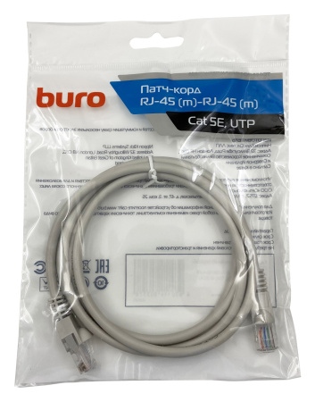 Патч-корд Buro UTP-5E-1.5M-G UTP 4 пары cat5E CCA molded 1.5м серый RJ-45 (m)-RJ-45 (m)