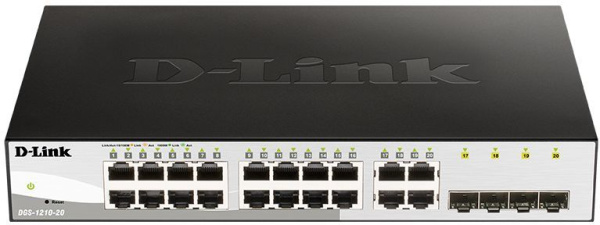 Коммутатор D-Link DGS-1210-20/F 16x1Гбит/с 4xКомбо(1000BASE-T/SFP) настраиваемый