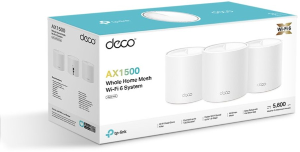Бесшовный Mesh роутер TP-Link Deco X10 (DECO X10(3-PACK)) AX1500 10/100/1000BASE-TX белый (упак.:3шт)