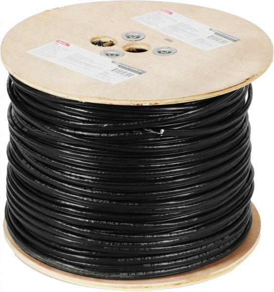 Кабель сетевой Buro FTP 4 пары cat5E solid 0.50мм Cu 305м черный outdoor стальной трос