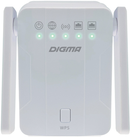 Повторитель беспроводного сигнала Digma D-WR300 N300 10/100BASE-TX/Wi-Fi белый (упак.:1шт)