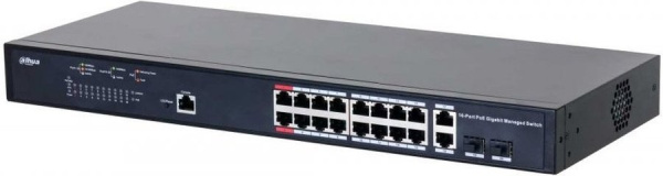 Коммутатор Dahua DH-PFS4218-16GT-130 (L2+) 16x1Гбит/с 2xКомбо(1000BASE-T/SFP) 2PoE 130W управляемый