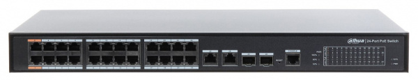 Коммутатор Dahua DH-PFS4226-24ET-240 (L2+) 24x100Мбит/с 2x1Гбит/с 2xКомбо(1000BASE-T/SFP) 22PoE+ 2PoE++ 240W управляемый
