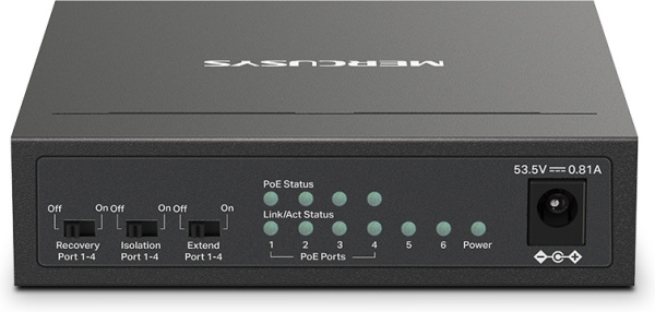 Коммутатор Mercusys MS106LP (L2) 6x100Мбит/с 4PoE+ 40W неуправляемый