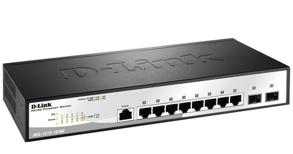 Коммутатор D-Link DGS-1210-10/ME/A1A 8x1Гбит/с 2SFP управляемый