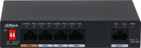 Коммутатор Dahua DH-PFS3005-4ET-60 (L2) 1x100Мбит/с 4PoE 60W неуправляемый