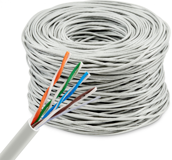 Кабель сетевой Buro BU-CCA-045 UTP 4 пары cat5E solid 0.45мм CCA 305м серый