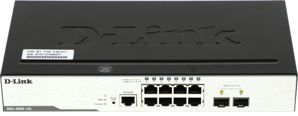 Коммутатор D-Link DGS-3000-10L/B1A 8x1Гбит/с 2SFP управляемый