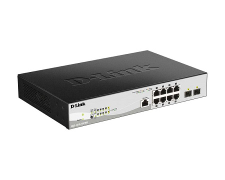 Коммутатор D-Link DGS-1210-10P/ME/B1A 8x1Гбит/с 2SFP 8PoE управляемый