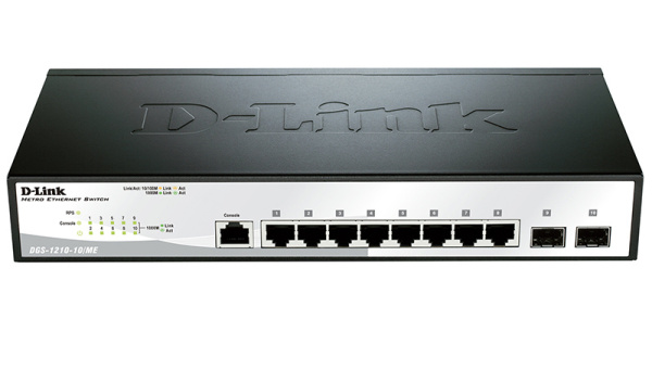 Коммутатор D-Link DGS-1210-10/ME/A1A 8x1Гбит/с 2SFP управляемый