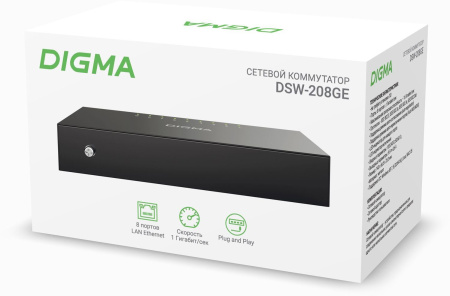Коммутатор Digma DSW-208GE 8x1Гбит/с неуправляемый
