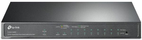 Коммутатор TP-Link TL-SG1210MPE (L2) 10x1Гбит/с 1xКомбо(1000BASE-T/SFP) 8PoE+ 123W настраиваемый