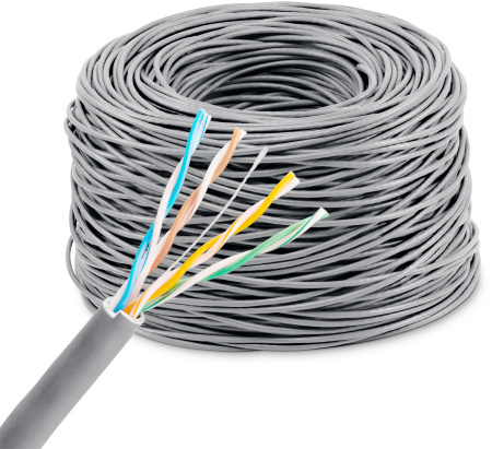 Кабель сетевой Buro BU-COP-045 UTP 4 пары cat5E solid 0.45мм Cu 305м серый