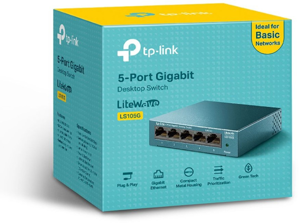Коммутатор TP-Link LS105G (L2) 5x1Гбит/с неуправляемый