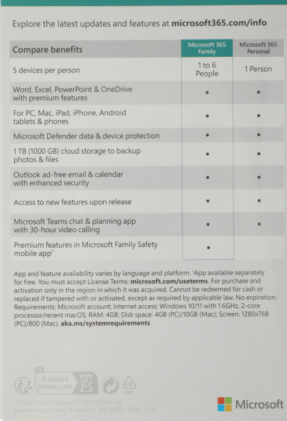 Офисное приложение Microsoft 365 Family Subscr 1YR Medialess P8 (6GQ-01556)
