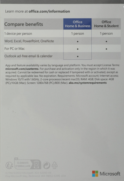 Офисное приложение Microsoft Office Home and Business 2021 Medialess P8 (T5D-03511)